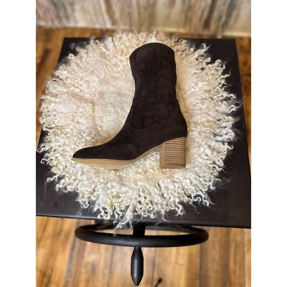 NEW CORKYS FOOTWEAR women's wicked slouch ankle faux suede boots in chocolate - Picture 6 of 6